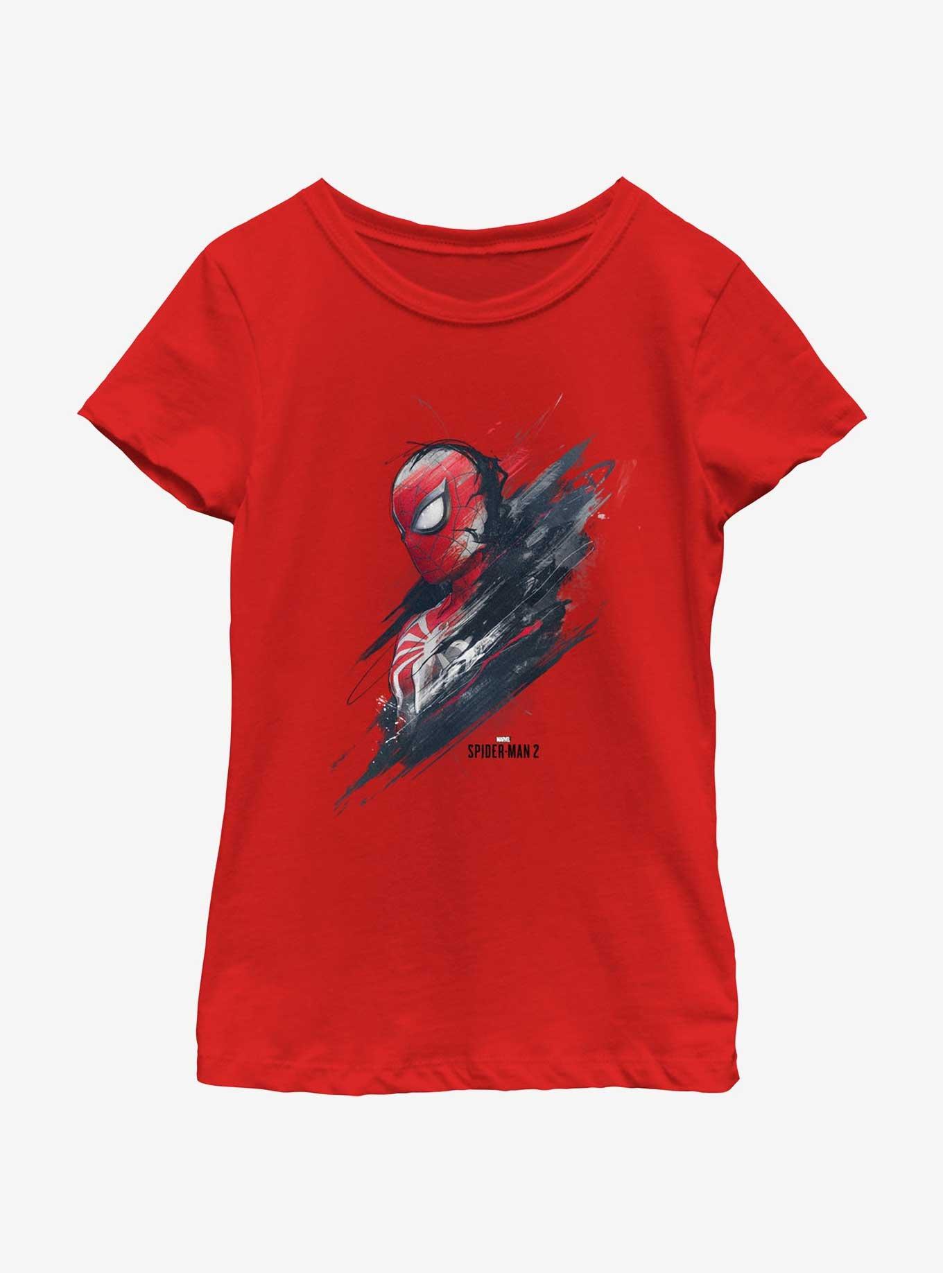 Marvel Spider-Man 2 Game Spider-Man Profile Youth Girls T-Shirt, RED, hi-res