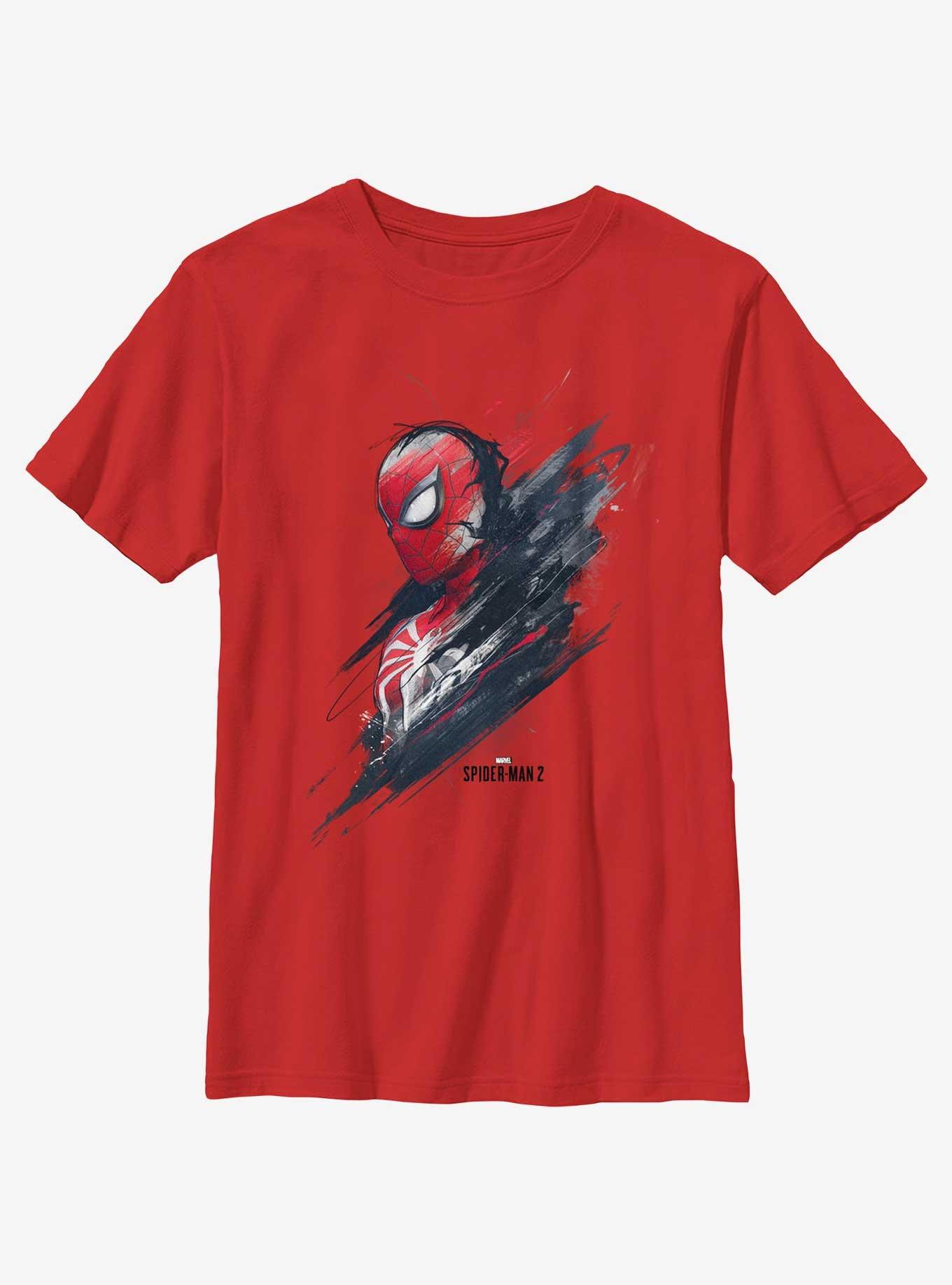 Marvel Spider-Man 2 Game Spider-Man Profile Youth T-Shirt, RED, hi-res