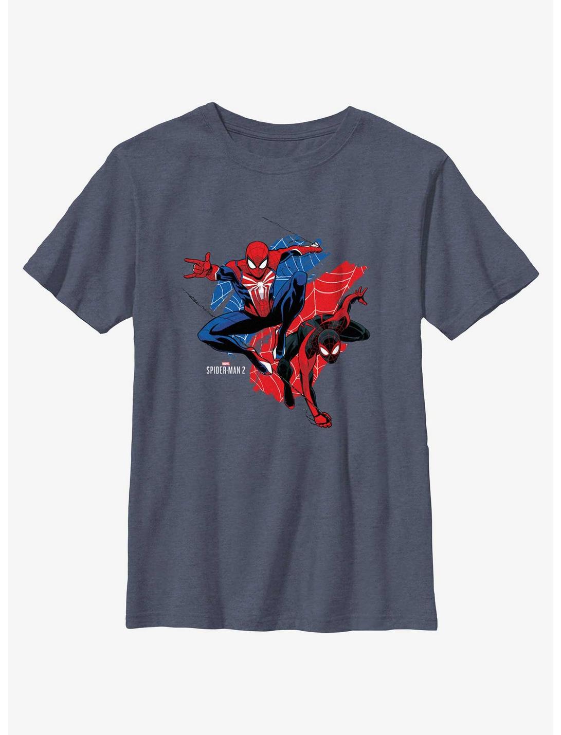 Marvel Spider-Man 2 Game Peter Parker & Miles Morales Youth T-Shirt, NAVY HTR, hi-res