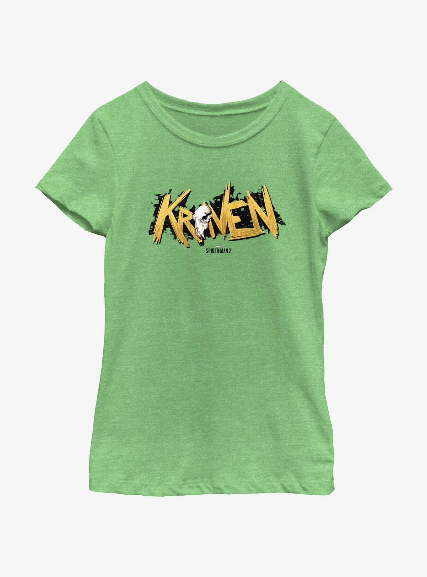 Marvel Spider-Man 2 Game Kraven Logo Youth Girls T-Shirt, GRN APPLE, hi-res