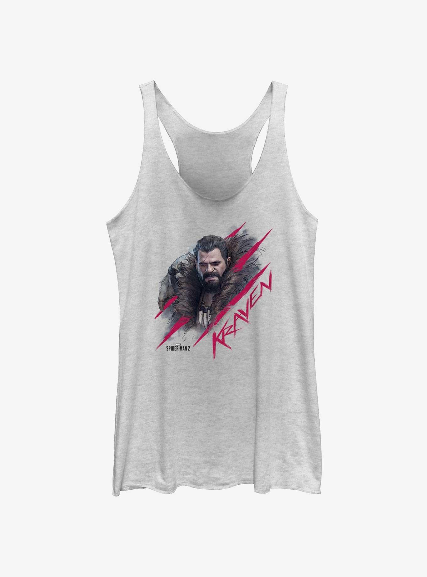 Marvel Spider-Man 2 Game Kraven Scratch Portrait Womens Tank Top, WHITE HTR, hi-res