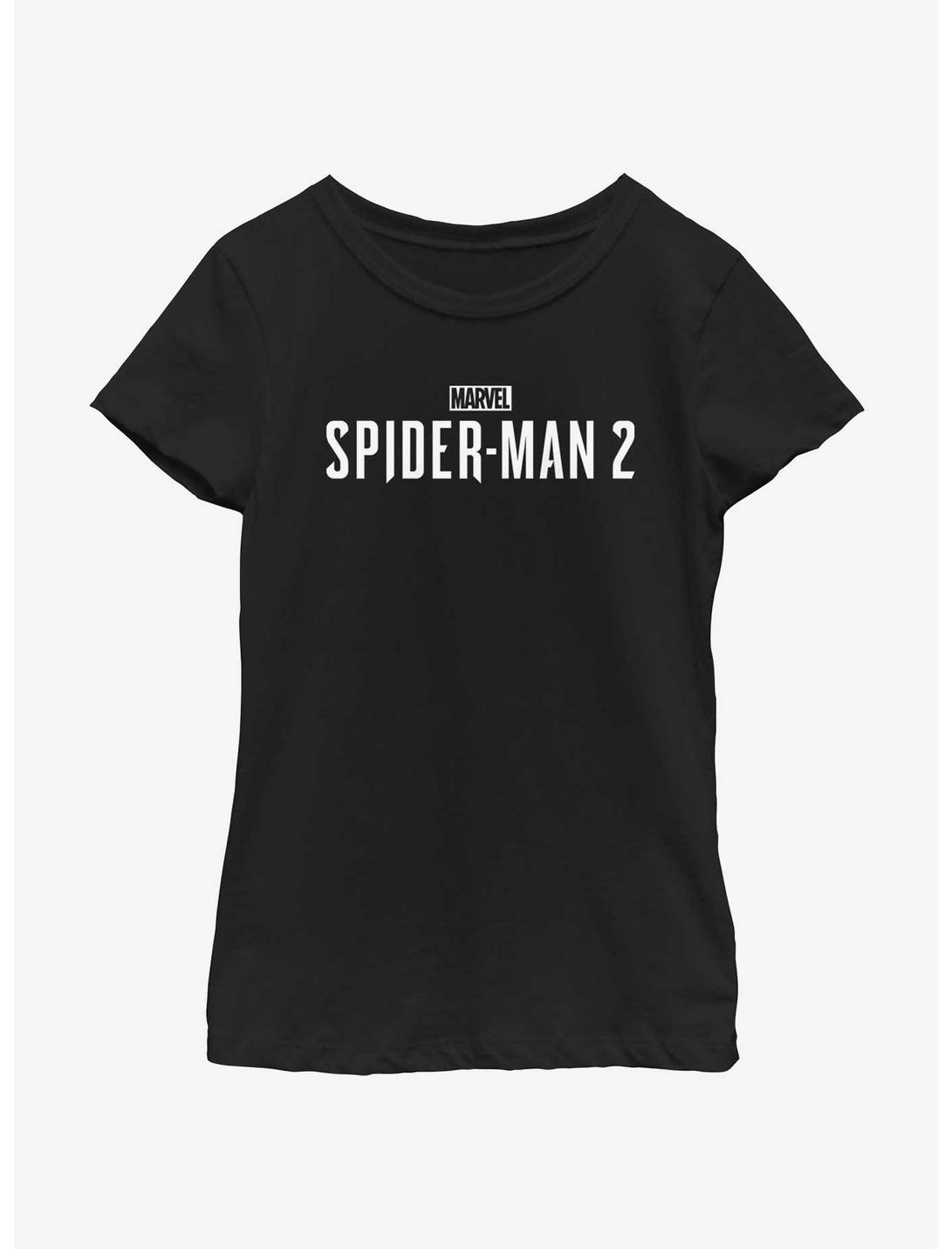 Marvel Spider-Man 2 Game White Logo Youth Girls T-Shirt, BLACK, hi-res