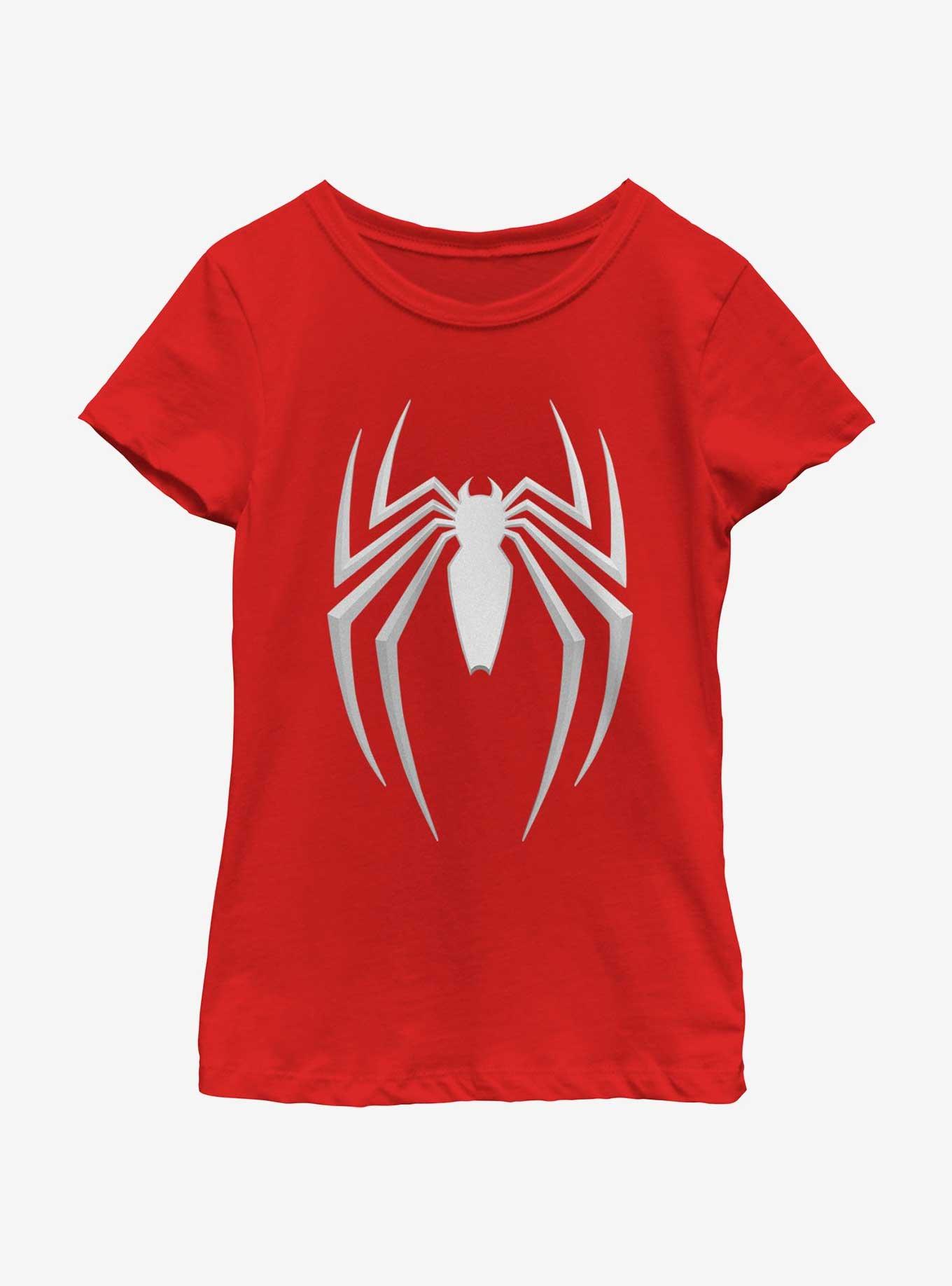 Marvel Spider-Man 2 Game Gray Spider Icon Youth Girls T-Shirt, RED, hi-res