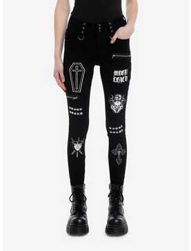 Cosmic Aura Witchy Patches Super Skinny Jeans, , hi-res