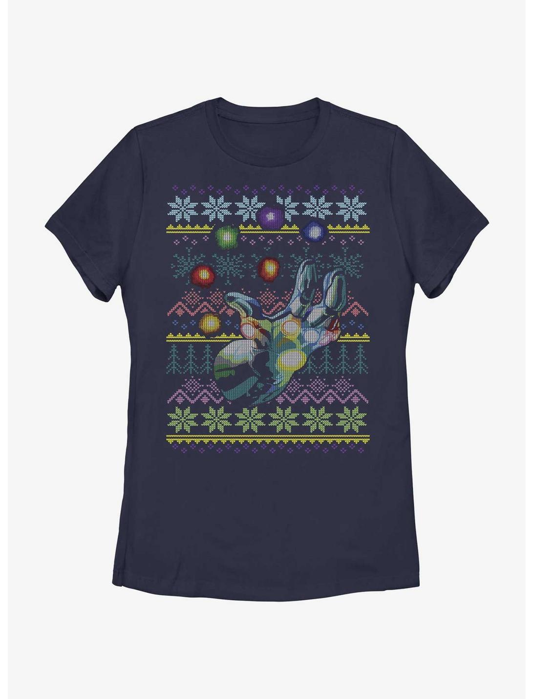 Marvel Avengers Gauntlet Ugly Holiday Womens T-Shirt, NAVY, hi-res