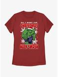 Marvel The Hulk Christmas Hulk Smash Womens T-Shirt, RED, hi-res