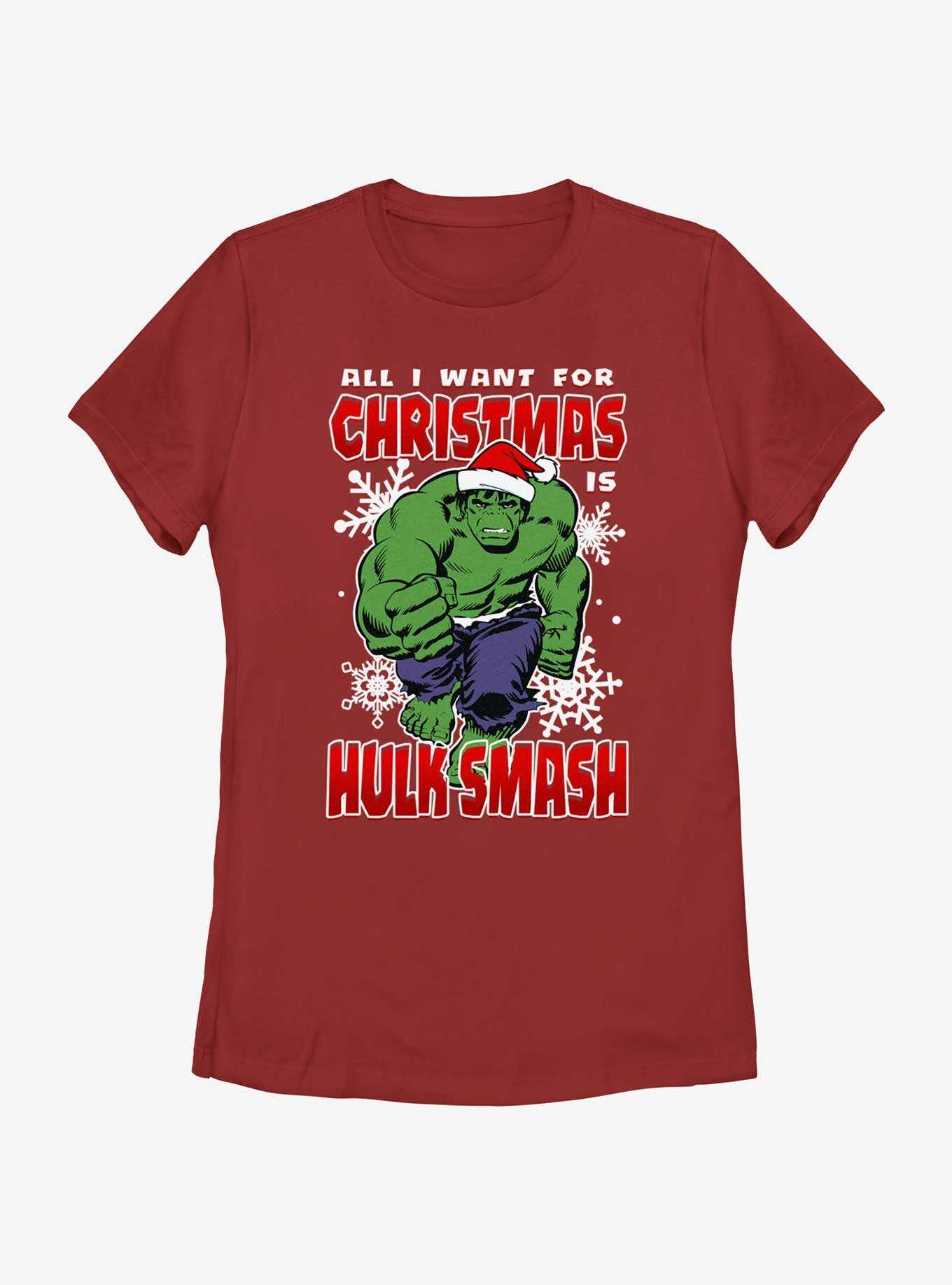 Marvel The Hulk Christmas Hulk Smash Womens T-Shirt, , hi-res
