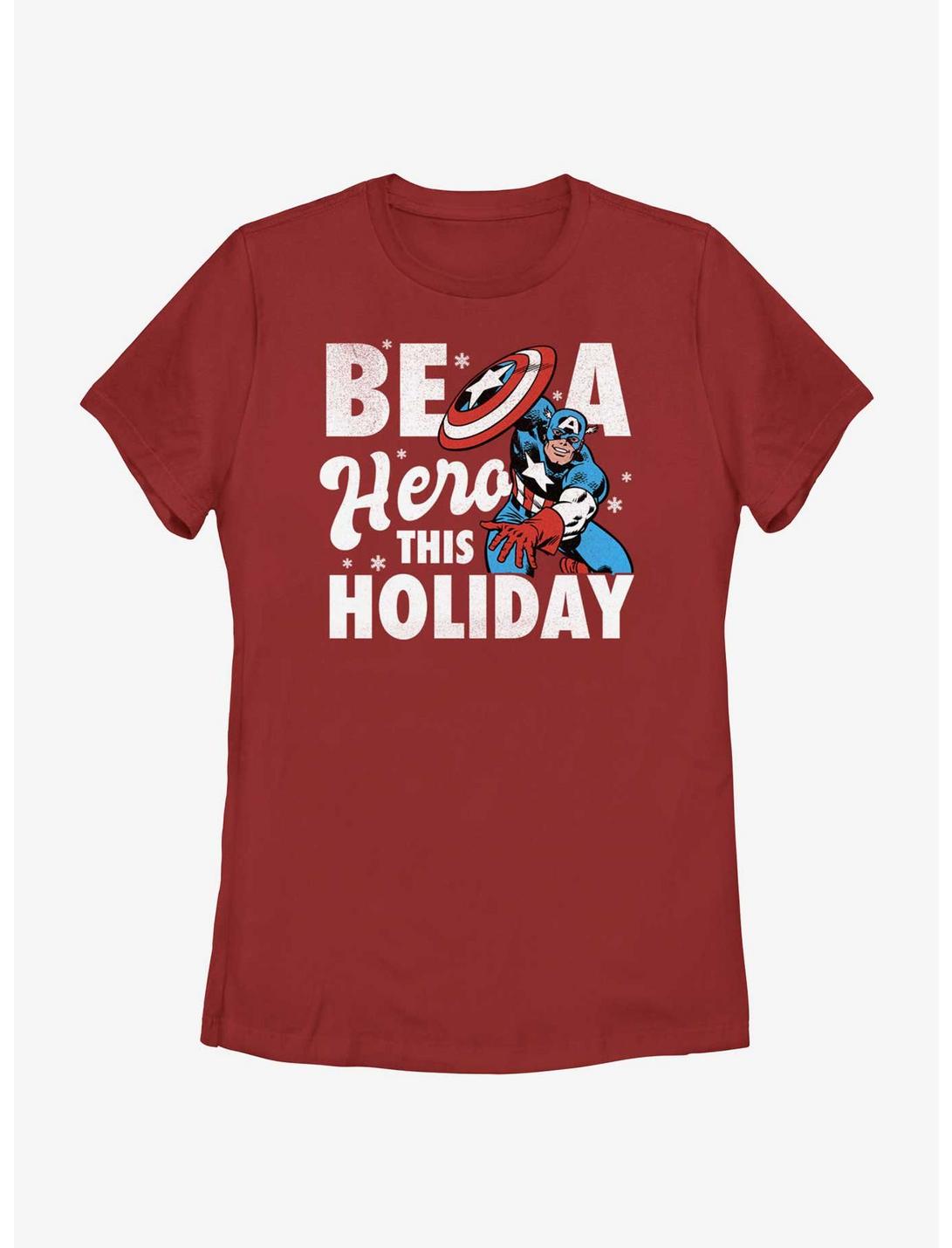 Marvel Captain America Holiday Hero Womens T-Shirt, RED, hi-res