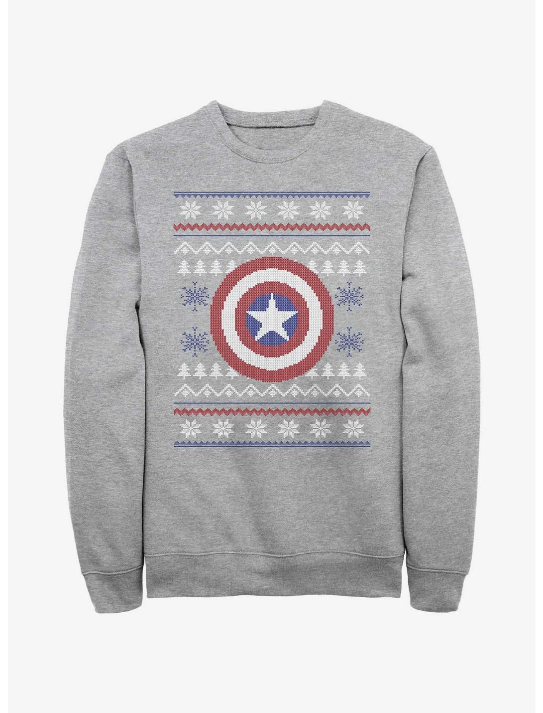 Marvel Captain America Ugly Holiday Sweatshirt, ATH HTR, hi-res