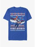 Marvel Captain America Sam Wilson Ugly Holiday T-Shirt, ROYAL, hi-res