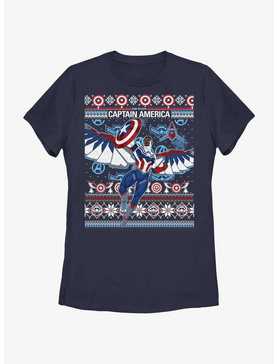 Marvel Captain America Sam Wilson Ugly Holiday Womens T-Shirt, , hi-res