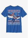 Marvel Captain America Sam Wilson Ugly Holiday Youth T-Shirt, ROYAL, hi-res