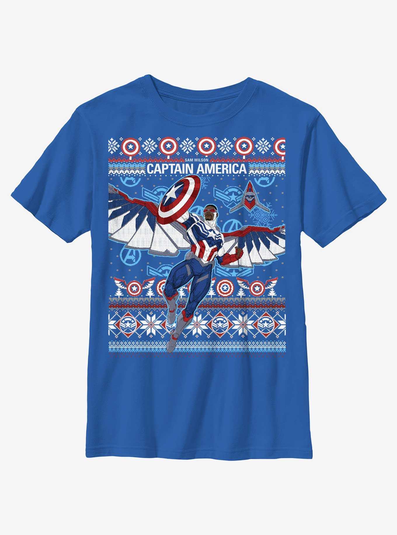 Marvel Captain America Sam Wilson Ugly Holiday Youth T-Shirt, , hi-res