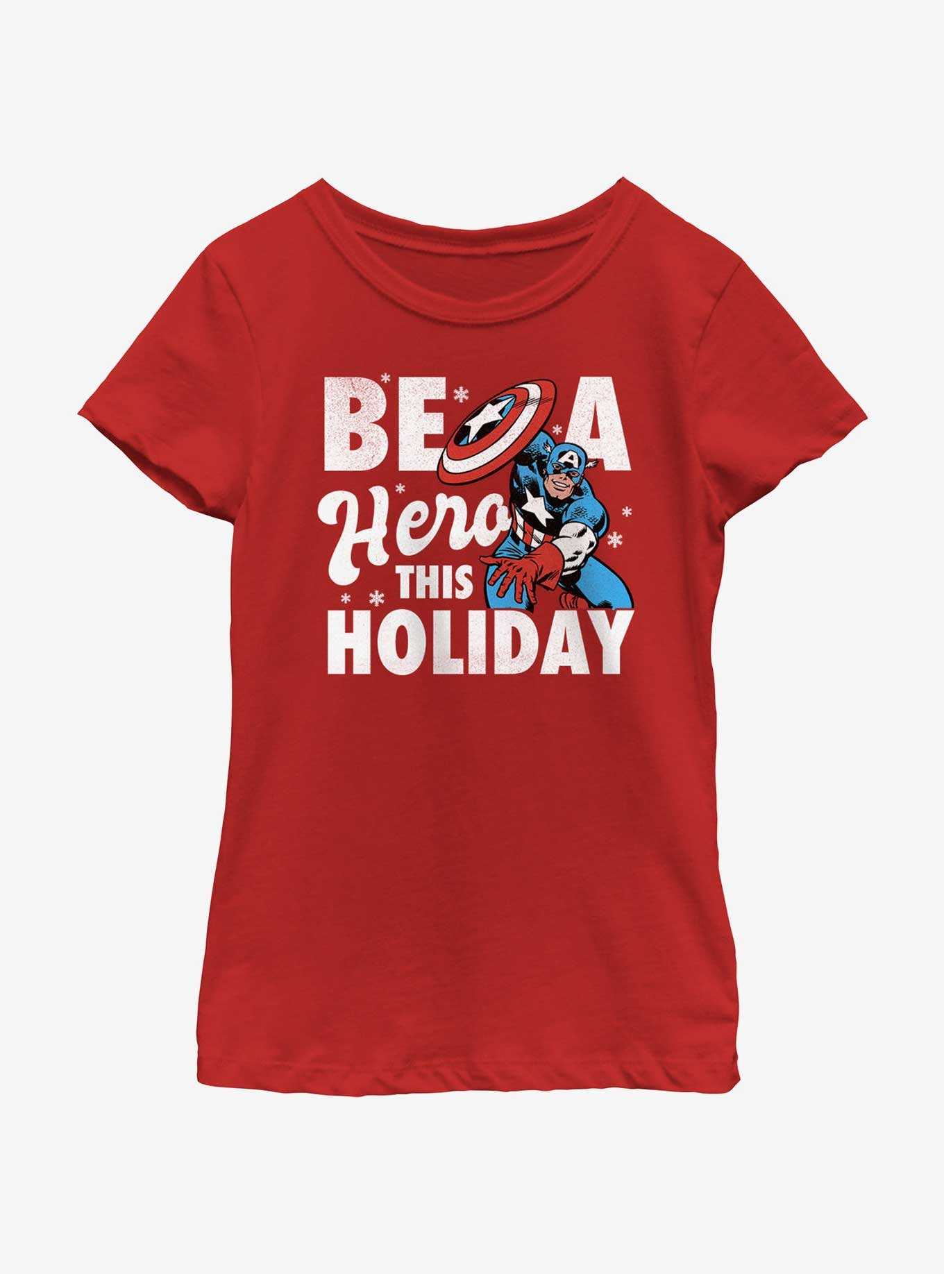 Marvel Captain America Holiday Hero Youth Girls T-Shirt, , hi-res