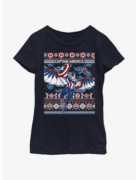 Marvel Captain America Sam Wilson Ugly Holiday Youth Girls T-Shirt, , hi-res