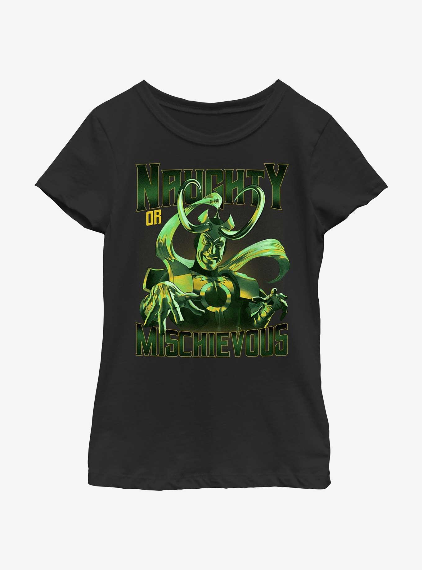 Marvel Loki Naughty Or Mischievous Youth Girls T-Shirt, BLACK, hi-res