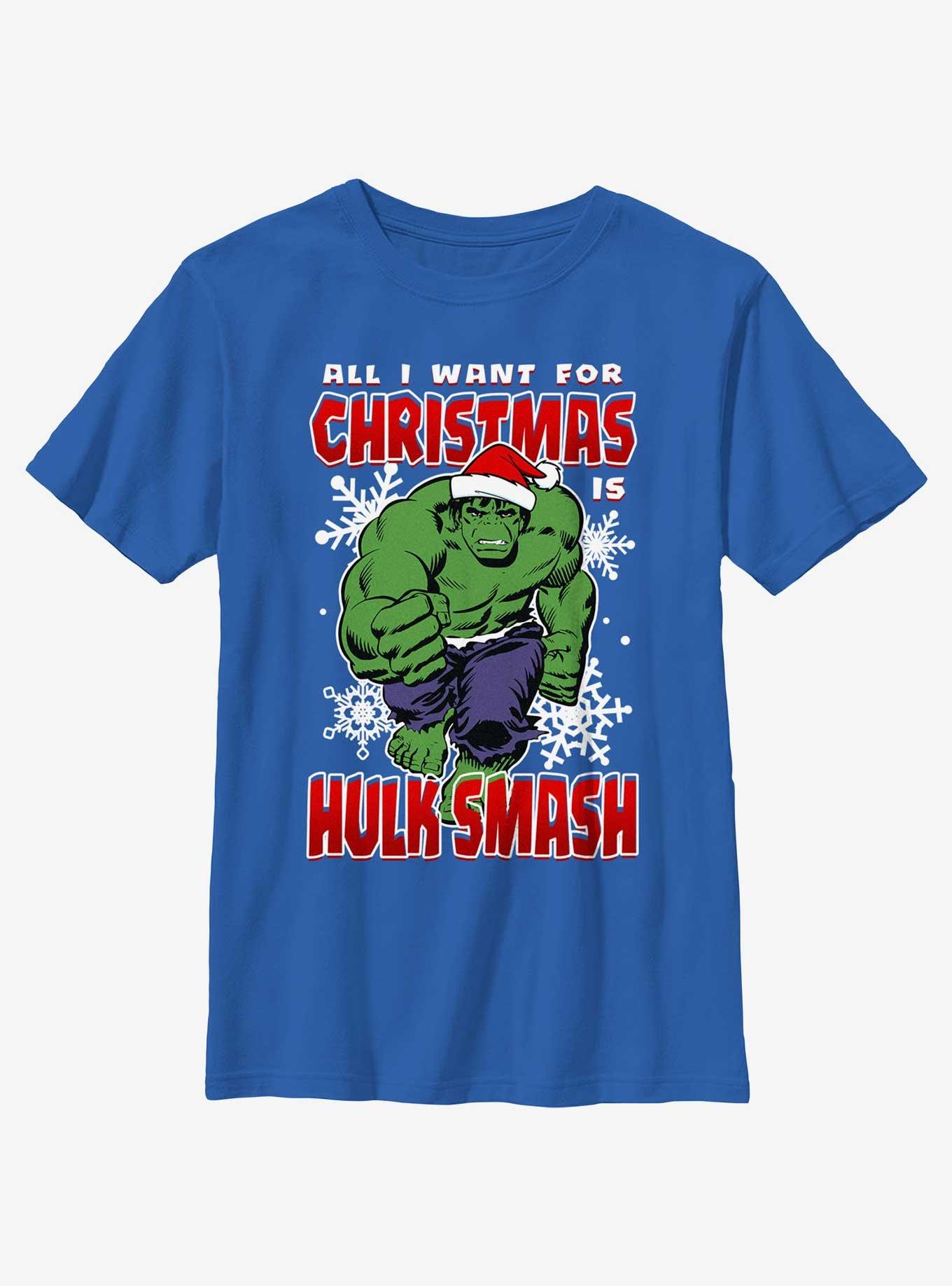 Marvel The Hulk Christmas Hulk Smash Youth T-Shirt, , hi-res