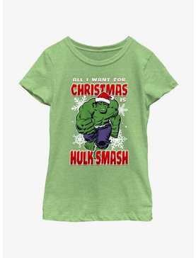 Marvel The Hulk Christmas Hulk Smash Youth Girls T-Shirt, , hi-res