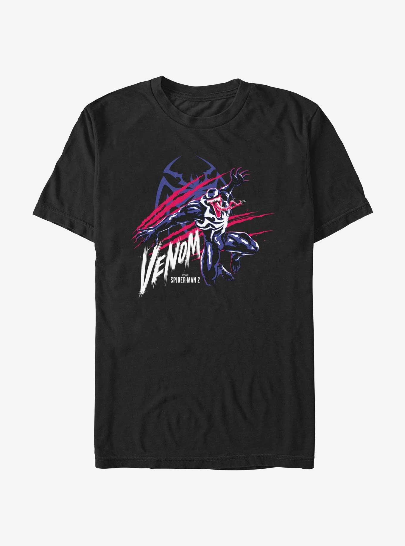 Marvel Spider-Man 2 Game Venom Scratch Portrait T-Shirt, BLACK, hi-res