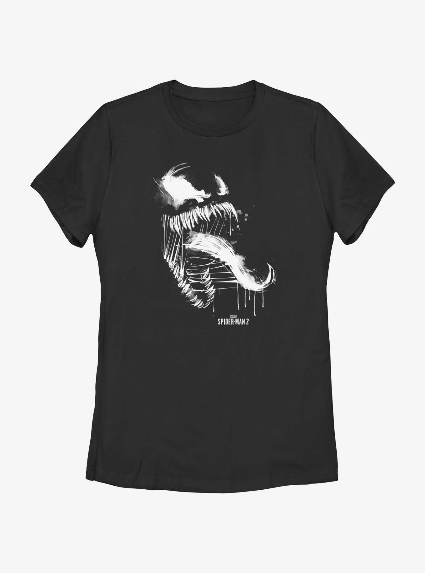 Marvel Spider-Man 2 Game Venom Sketch Portrait Womens T-Shirt, BLACK, hi-res