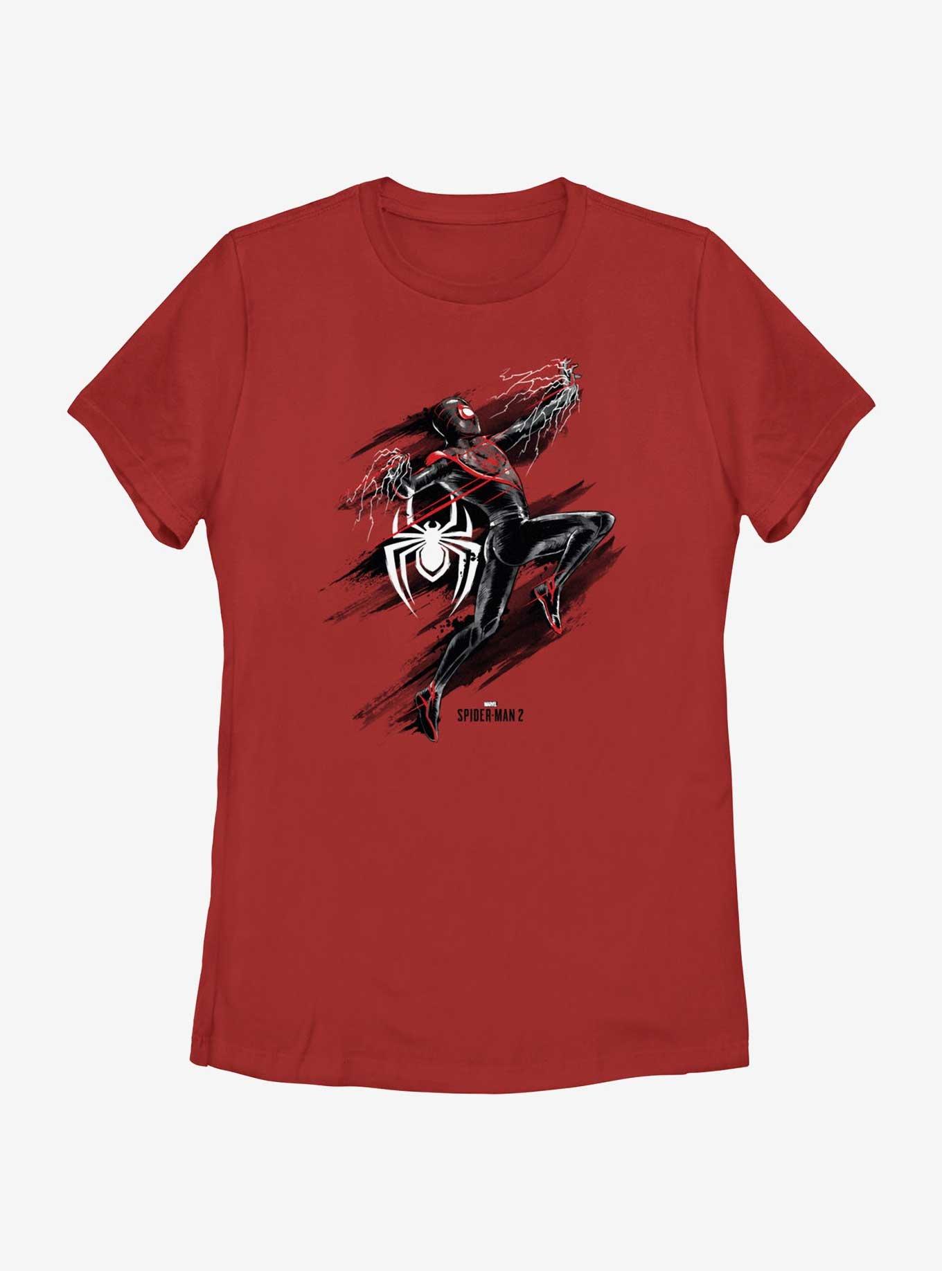 Marvel Spider-Man 2 Game Miles Morales Action Portrait Womens T-Shirt, , hi-res