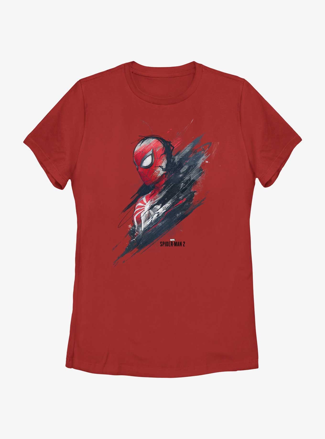 Marvel Spider-Man 2 Game Spider-Man Profile Womens T-Shirt, RED, hi-res view 1