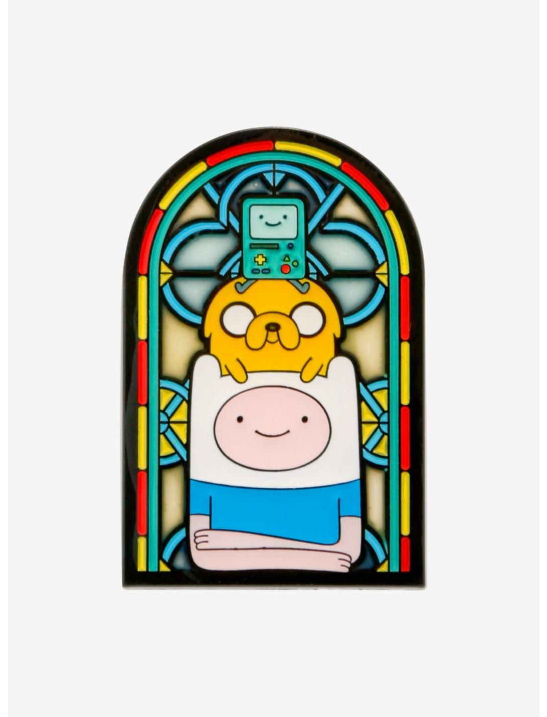 Adventure Time BMO, Jake, & Finn Stained Glass Portrait Enamel Pin - BoxLunch Exclusive, , hi-res