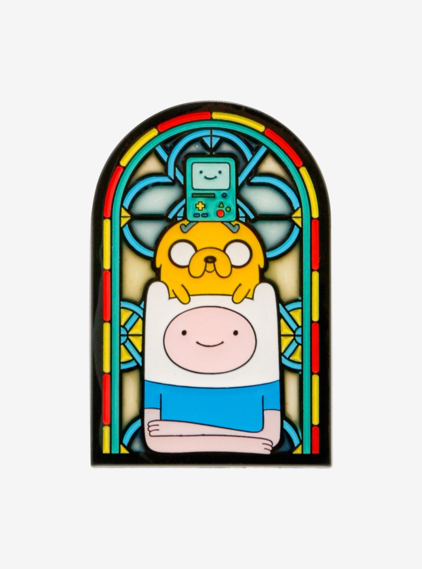 Adventure Time BMO, Jake, & Finn Stained Glass Portrait Enamel Pin - BoxLunch Exclusive, , hi-res