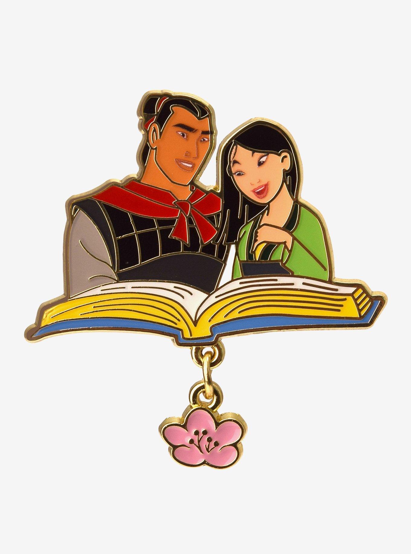 Disney Mulan Shang & Mulan Reading Dangling Charm Enamel Pin — BoxLunch Exclusive, , hi-res
