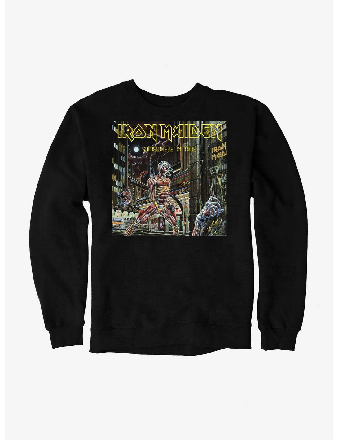 Iron Maiden Somewhere In Time Album Cover Sweatshirt, BLACK, hi-res