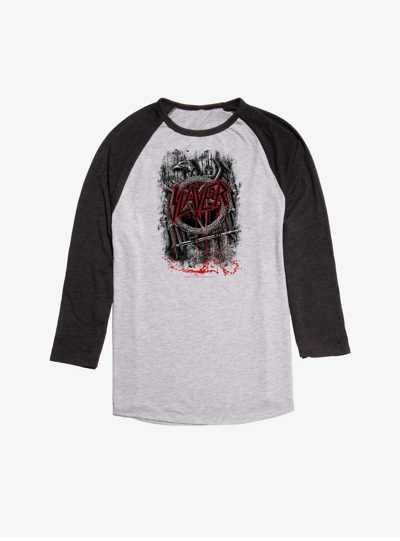 Slayer Dripping Blood Iron Eagle Raglan T-Shirt, Ath Heather With Black, hi-res