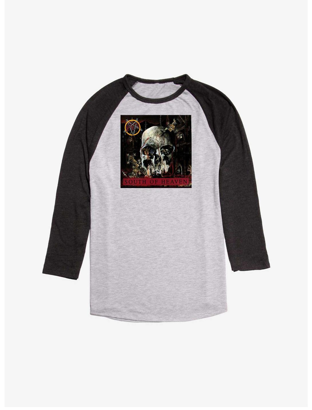 Slayer South Of Heaven Album Cover Raglan T-Shirt, Ath Heather With Black, hi-res