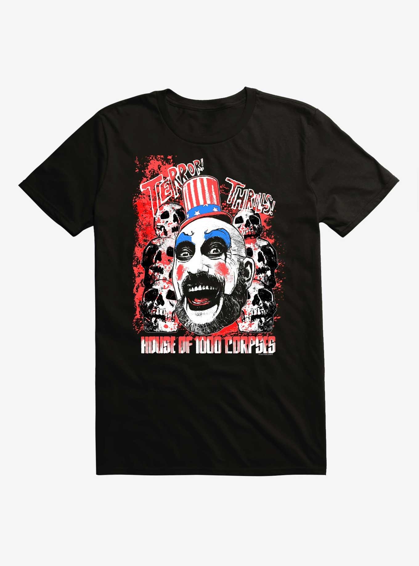 House Of 1000 Corpses Terror! Thrills! T-Shirt, BLACK, hi-res
