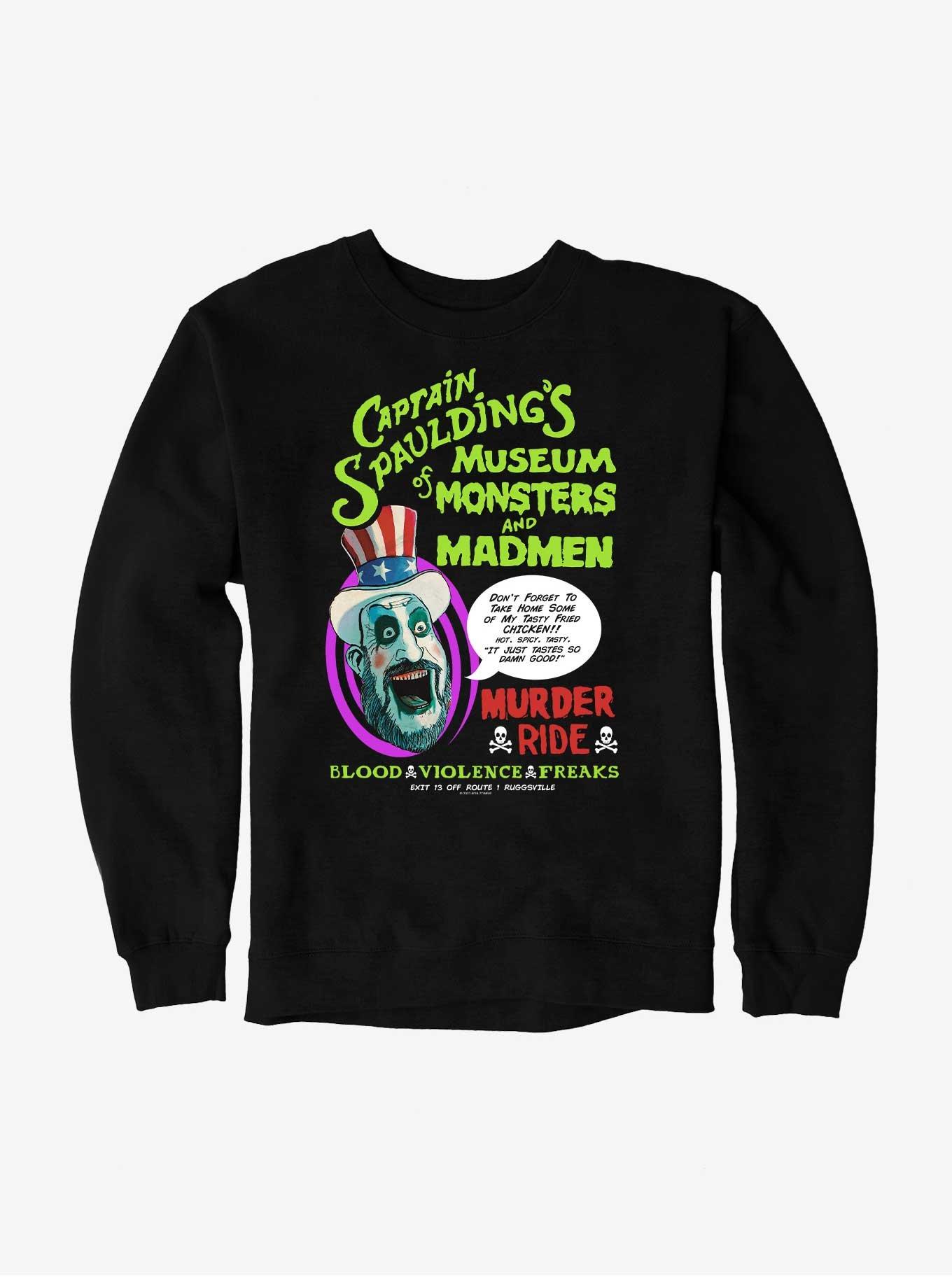 House Of 1000 Corpses Captain Spaulding's Museum Of Monsters And Mayhem Sweatshirt, BLACK, hi-res