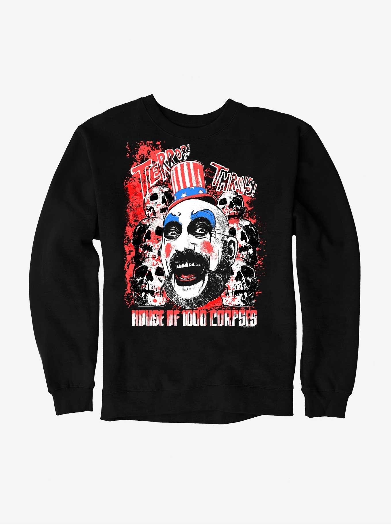 House Of 1000 Corpses Terror! Thrills! Sweatshirt, BLACK, hi-res