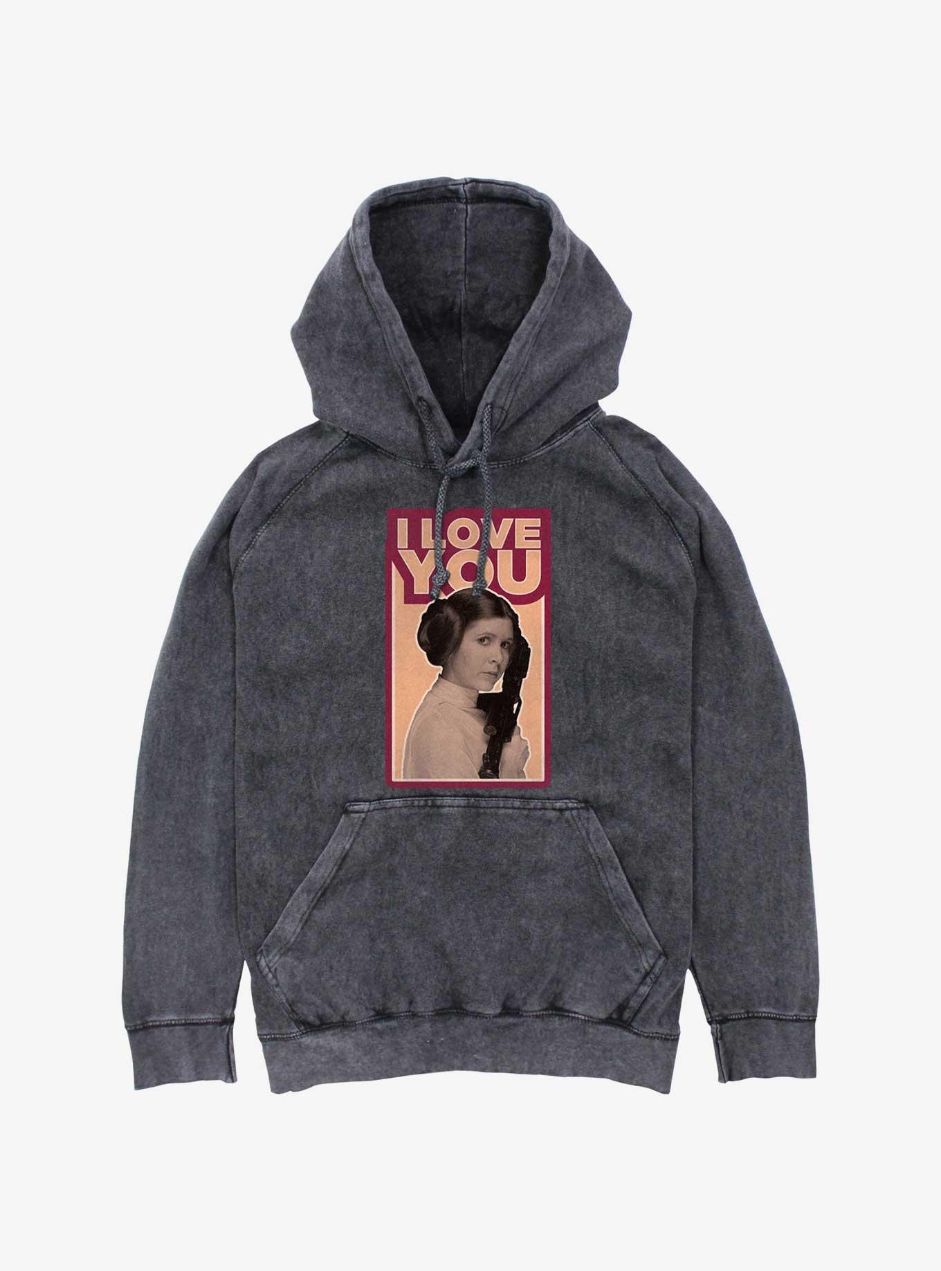 Star Wars Leia Love You Mineral Wash Hoodie, BLACK, hi-res