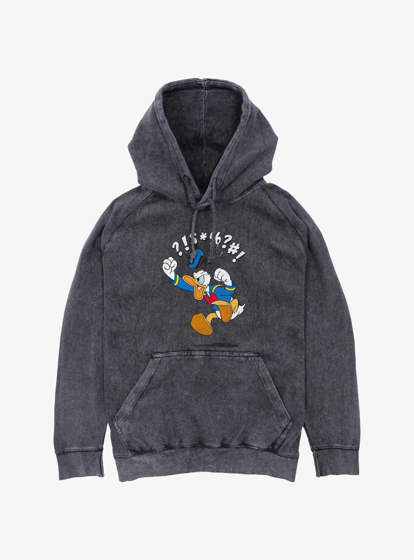 Disney Donald Duck Angry Jump Mineral Wash Hoodie, BLACK, hi-res