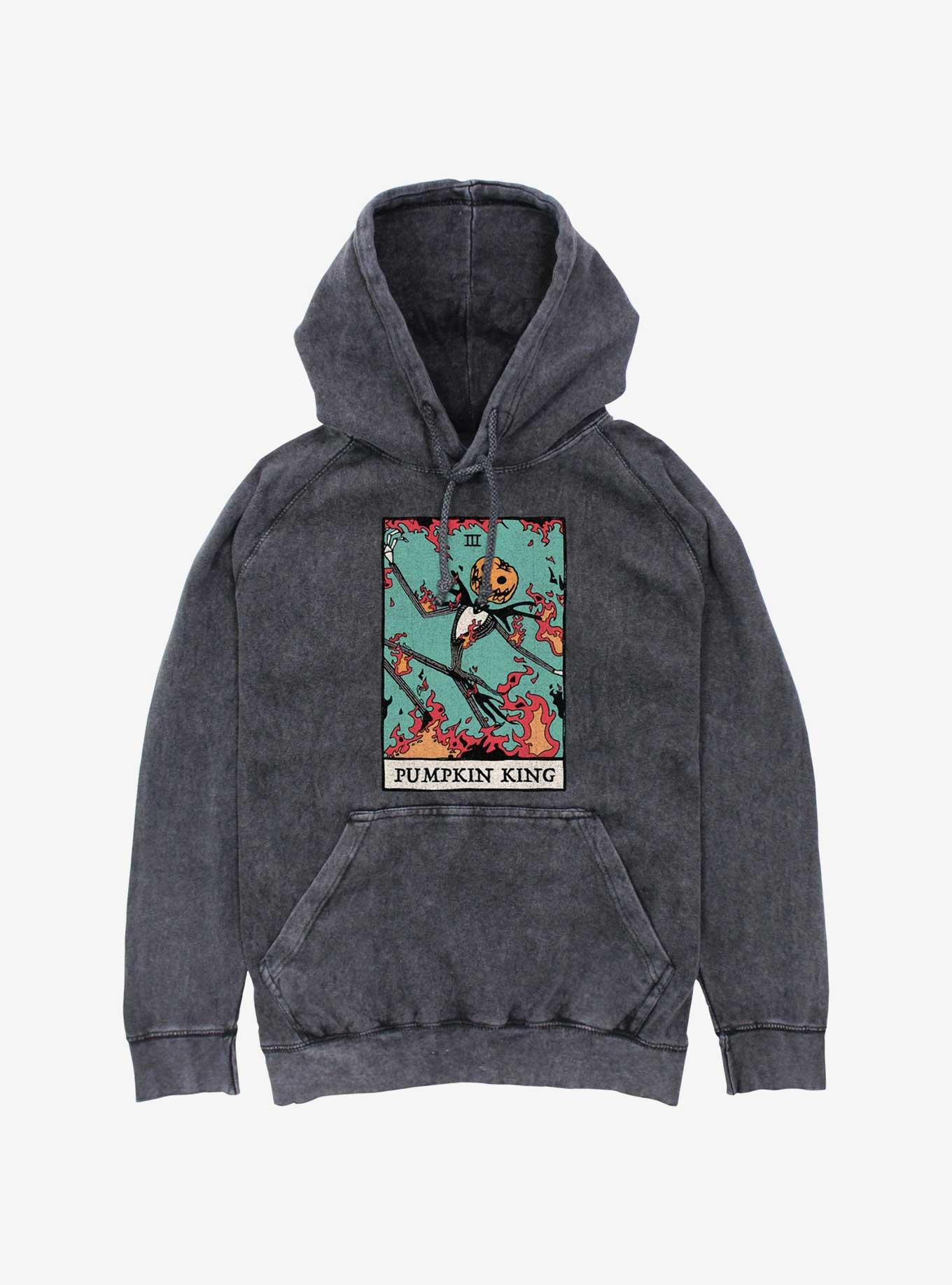 Disney Nightmare Before Christmas Pumpkin King Card Mineral Wash Hoodie, BLACK, hi-res