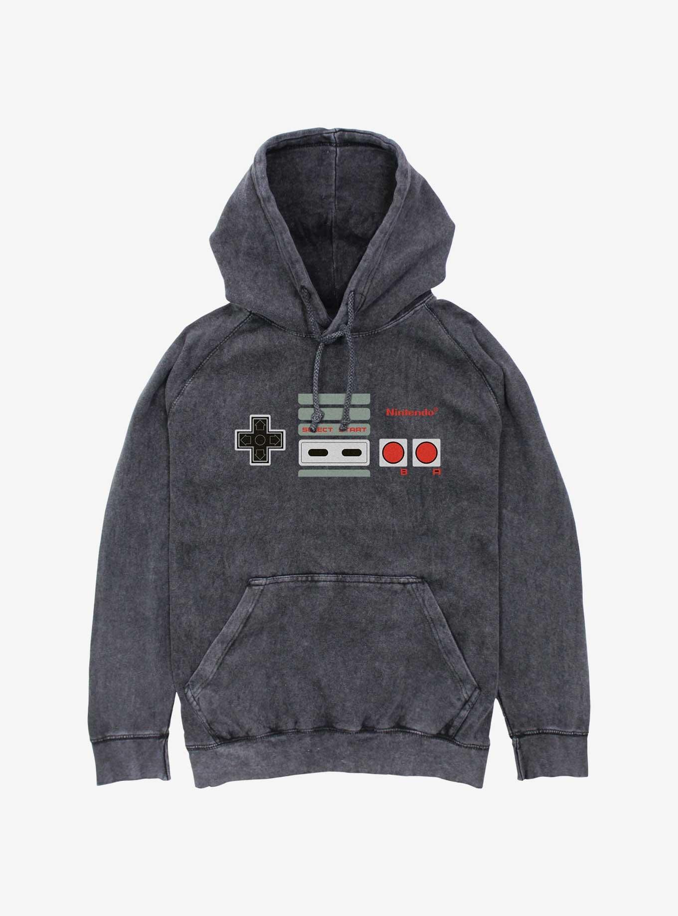 Nintendo Classic Controller Mineral Wash Hoodie, BLACK, hi-res