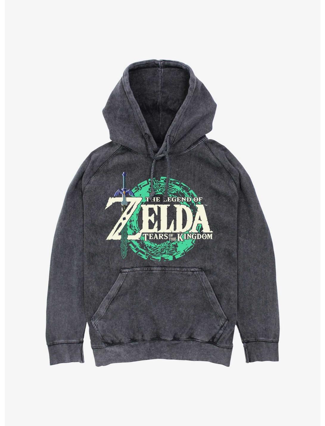 The Legend Of Zelda: Tears Of The Kingdom Logo Mineral Wash Hoodie, BLACK, hi-res
