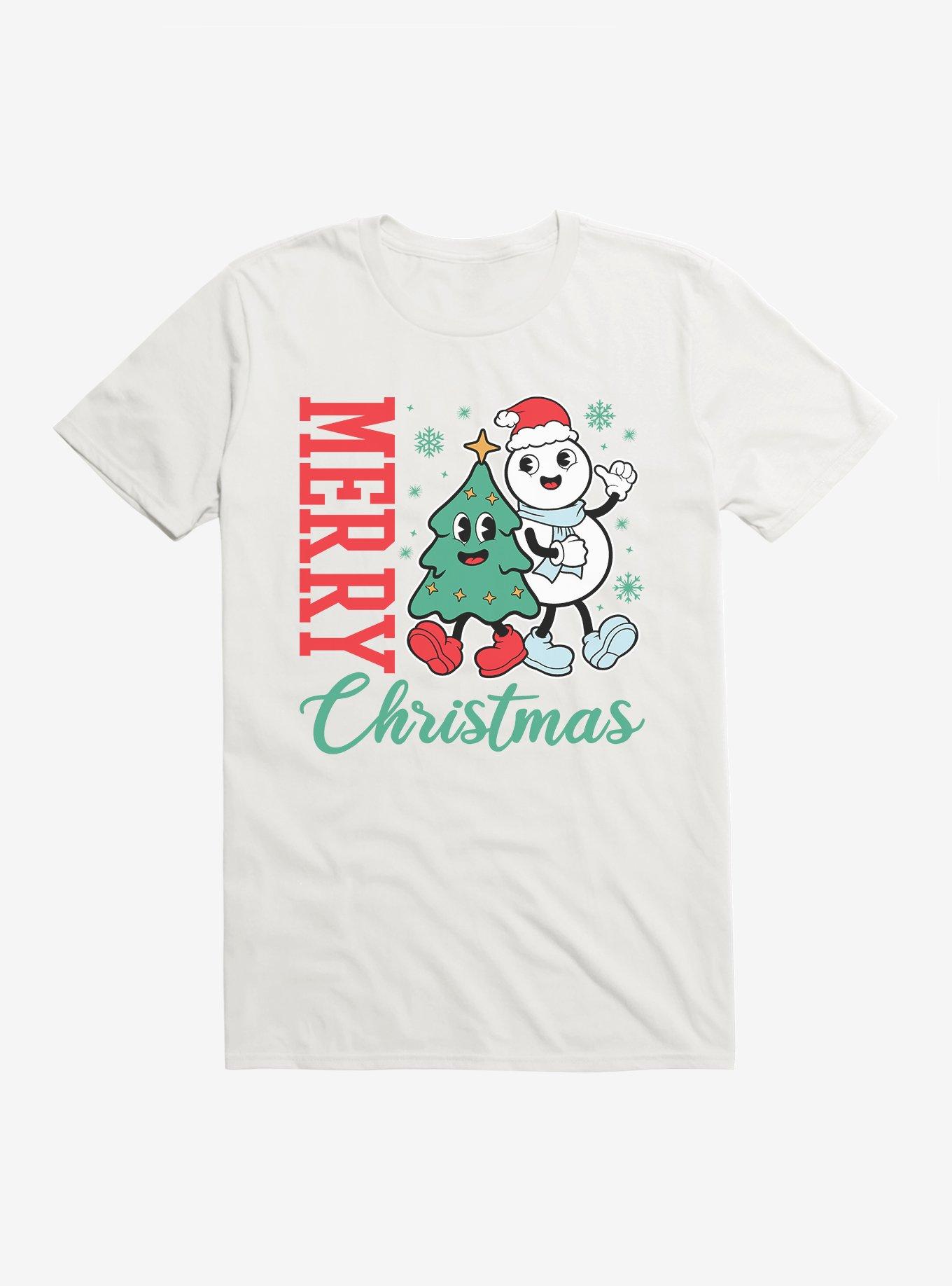 Hot Topic Merry Christmas Snowman And Tree T-Shirt