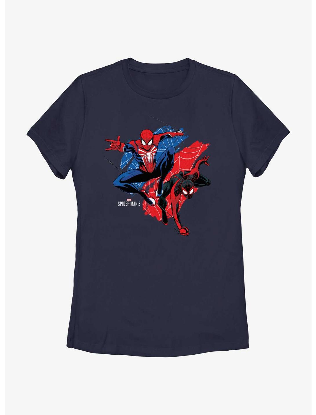 Marvel Spider-Man 2 Game Peter Parker & Miles Morales Womens T-Shirt, NAVY, hi-res