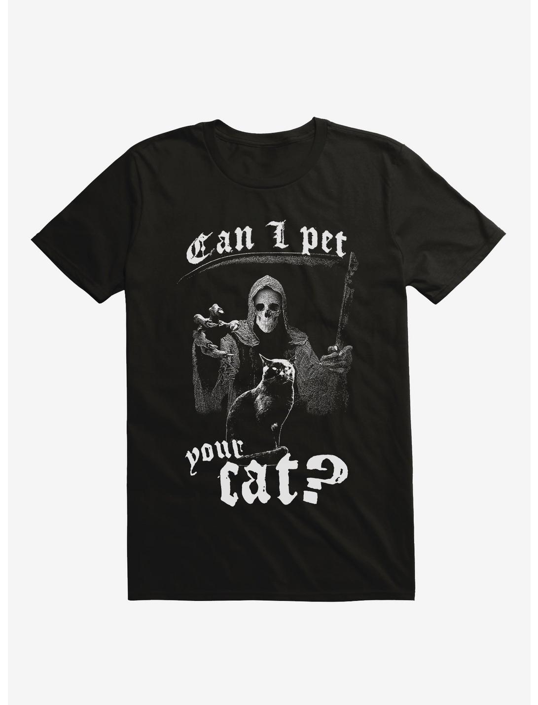 Grim Reaper Can I Pet Your Cat T-Shirt, BLACK, hi-res