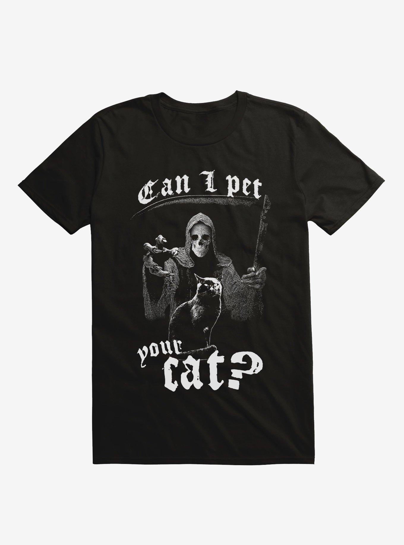 Grim Reaper Can I Pet Your Cat T-Shirt, BLACK, hi-res