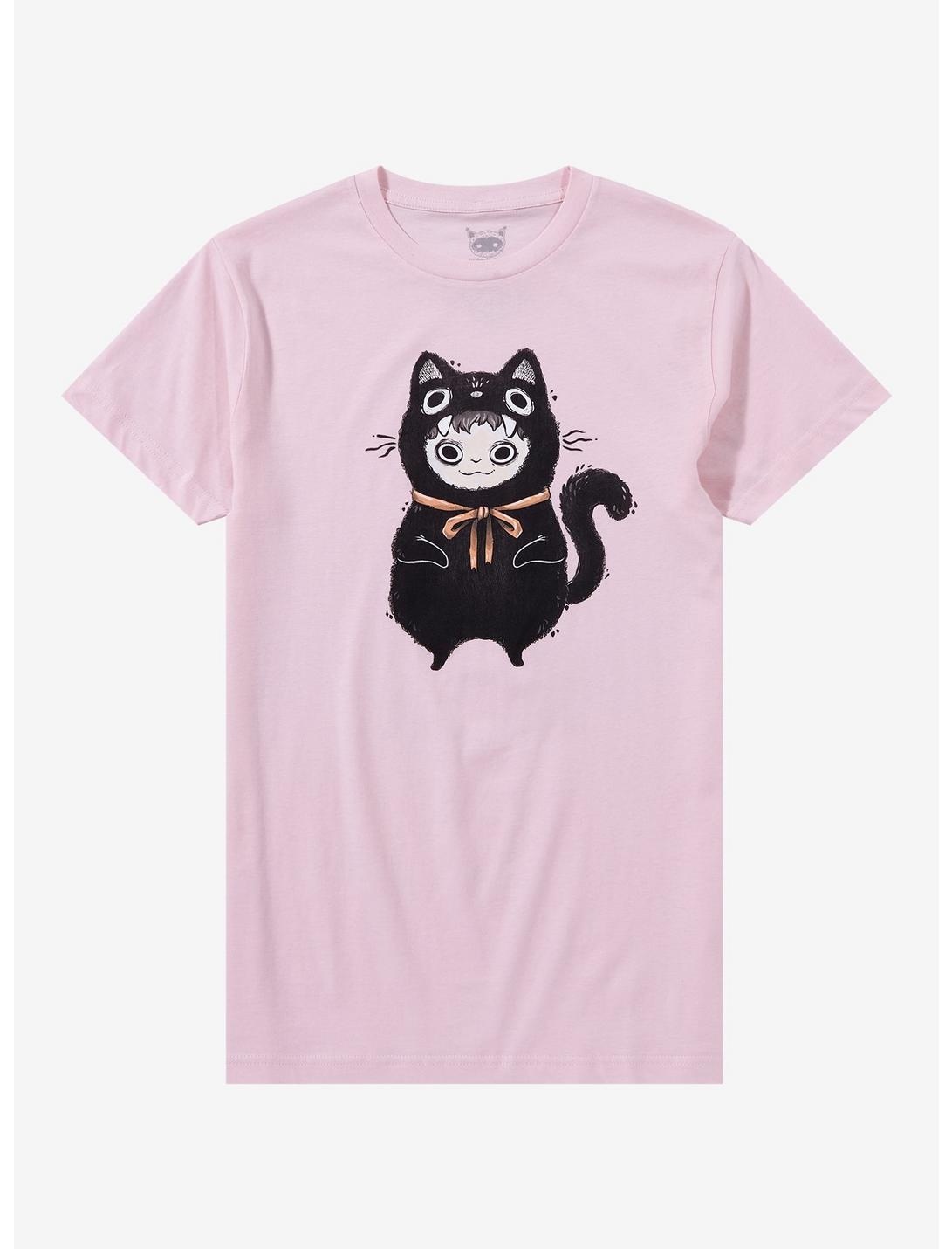 Cat Creature Pink Boyfriend Fit Girls T-Shirt By Guild Of Calamity, MULTI, hi-res