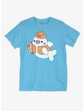 Cowboy Shark Boyfriend Fit Girls T-Shirt By Bright Bat Design, , hi-res
