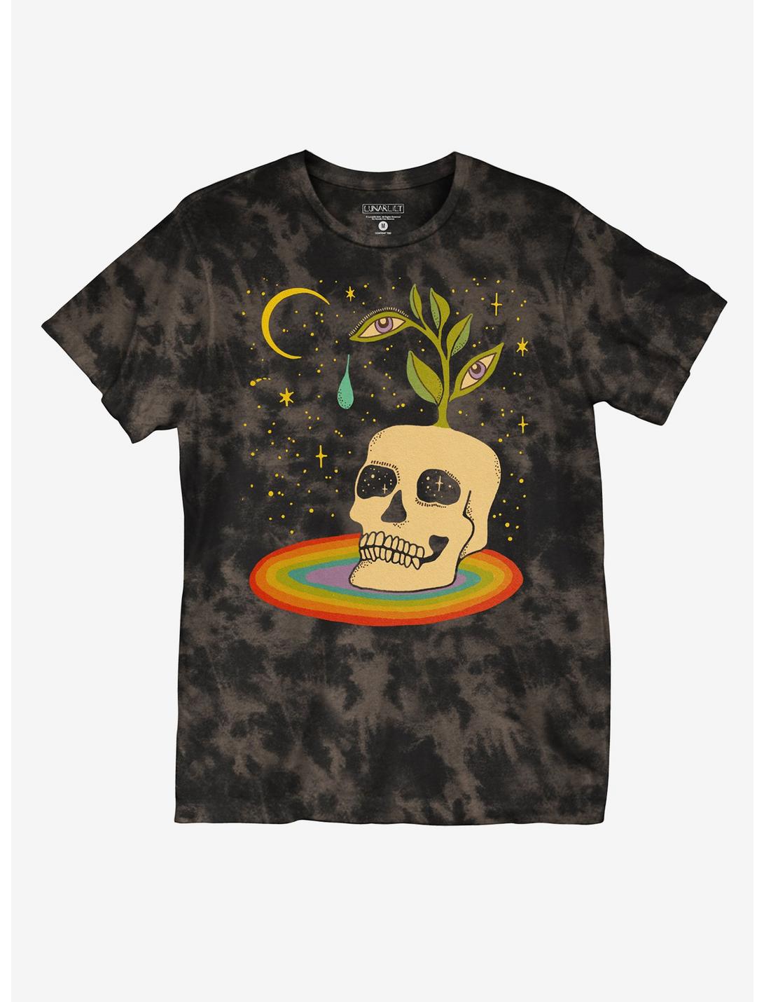 Sprouting Skull Tie-Dye Boyfriend Fit Girls T-Shirt By Lunarlilt, MULTI, hi-res