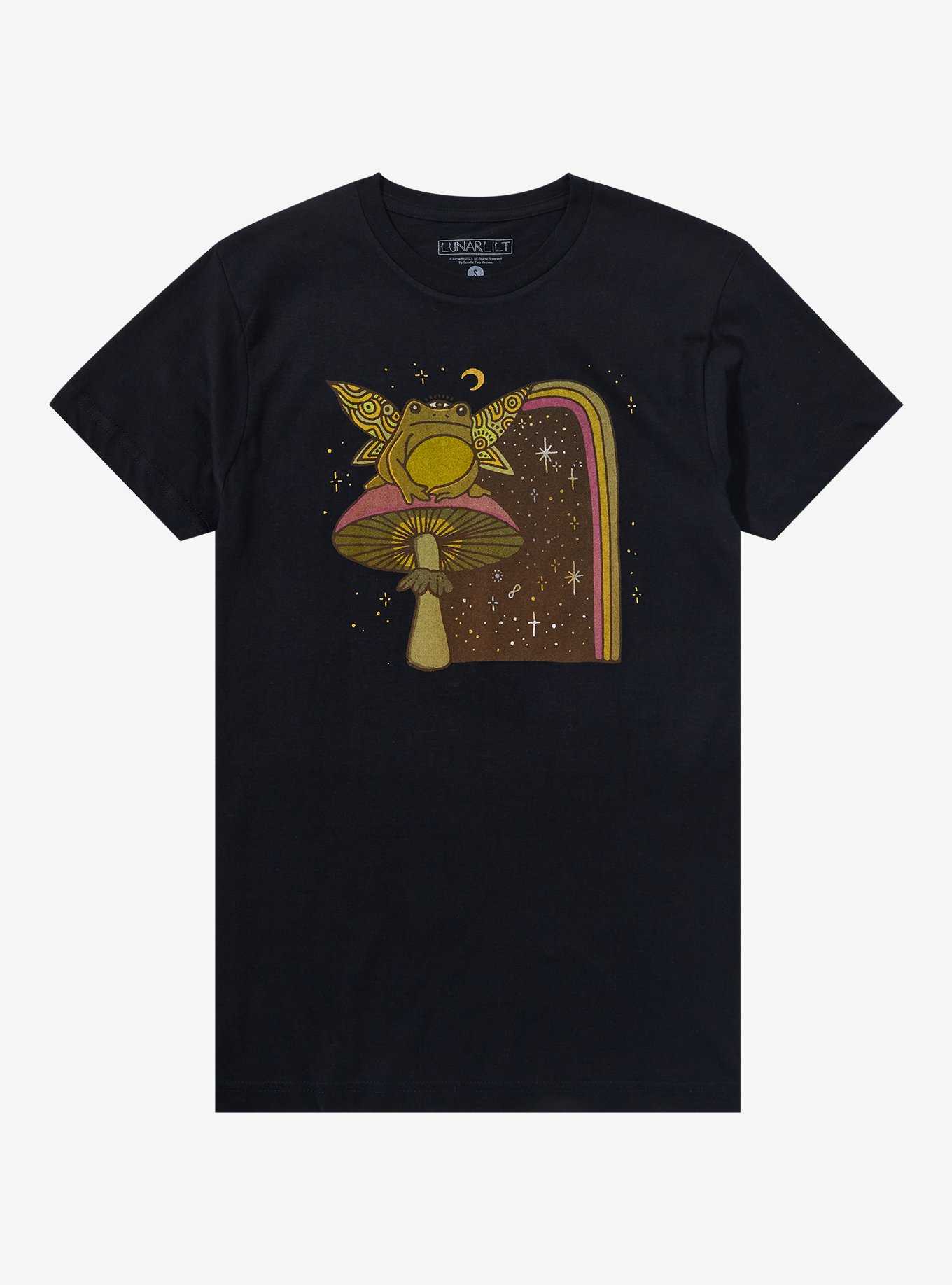 Rainbow Fairy Frog Boyfriend Fit Girls T-Shirt By Lunar Lilt, , hi-res