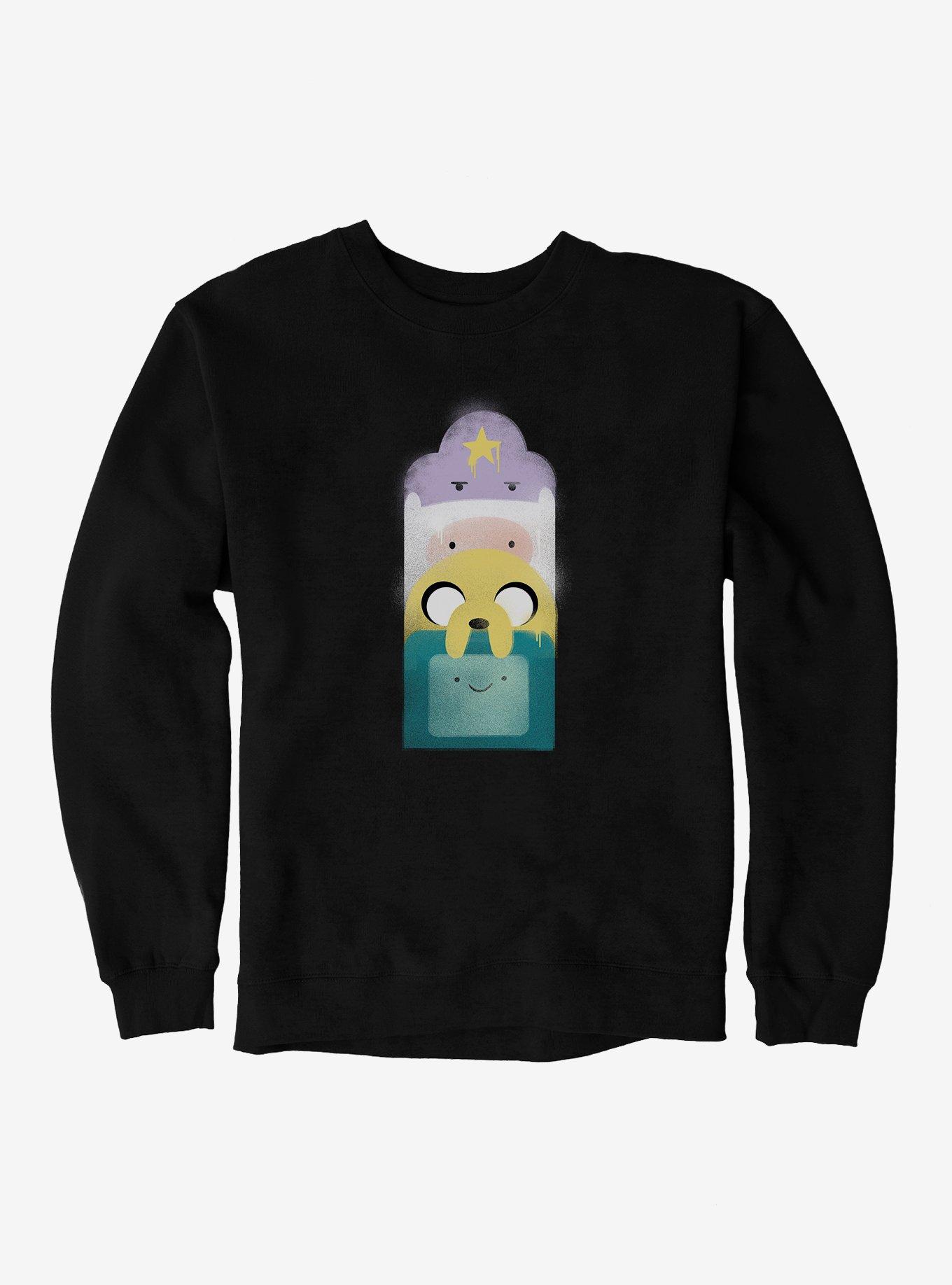 Adventure Time Characters Stack Sweatshirt, BLACK, hi-res