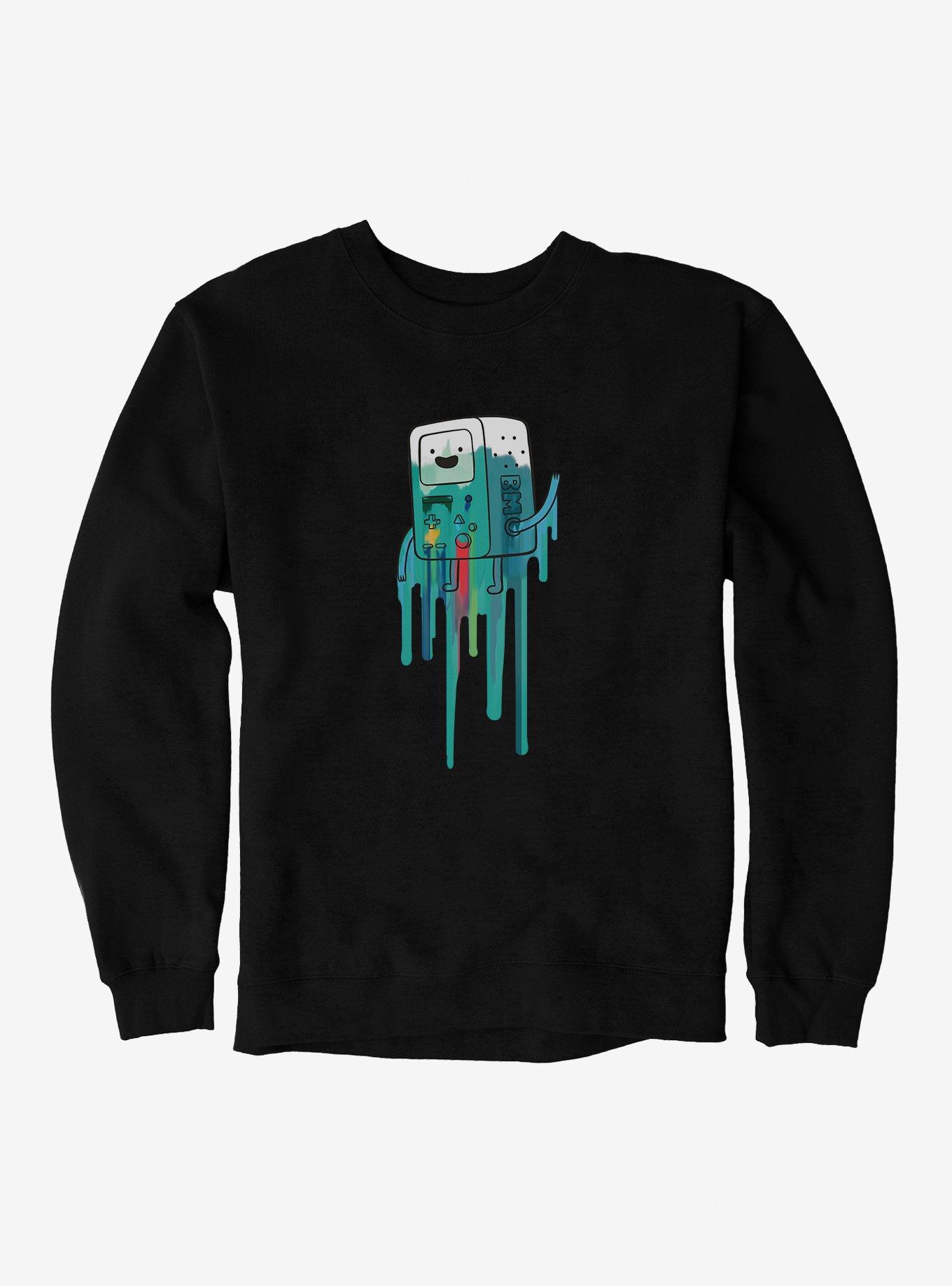 Adventure Time BMO Paint Drip Sweatshirt, BLACK, hi-res